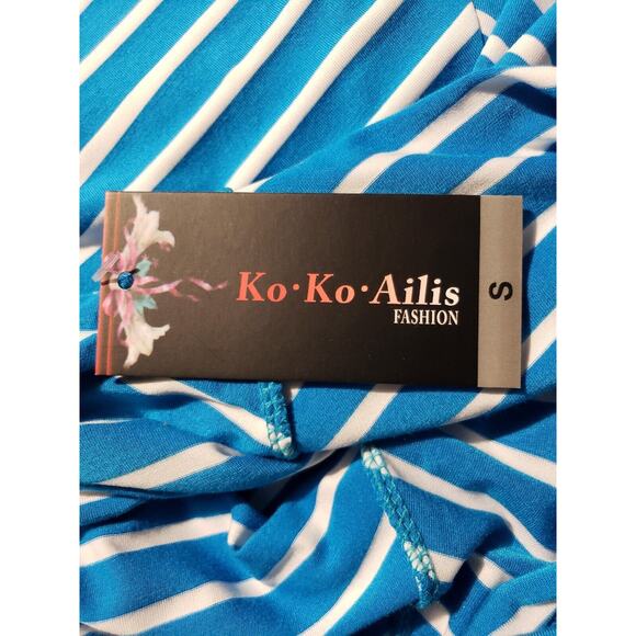 Ko Ko Ailis Maxi Skirt Women's Size Small Blue White Stripe Wide Waistband - Picture 11 of 12